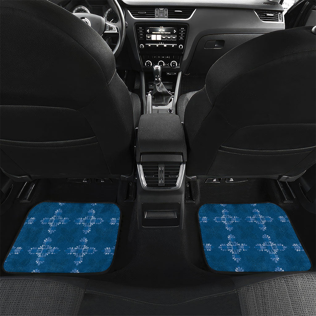 Blue Hawaii Paniolo Quilt Motif Car Mats LT05 Set 2pcs - Back Blue - Polynesian Pride