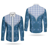 Blue Hawaii Paniolo Quilt Motif Couples Matching Long Sleeve Bodycon Dress and Long Sleeve Button Shirt LT05 - Polynesian Pride