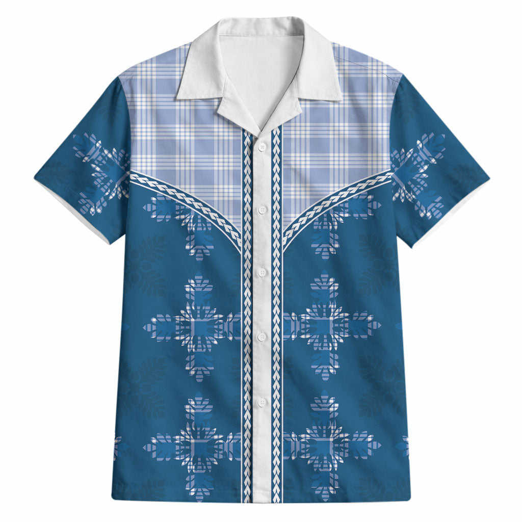 Blue Hawaii Paniolo Quilt Motif Hawaiian Shirt LT05 Blue - Polynesian Pride