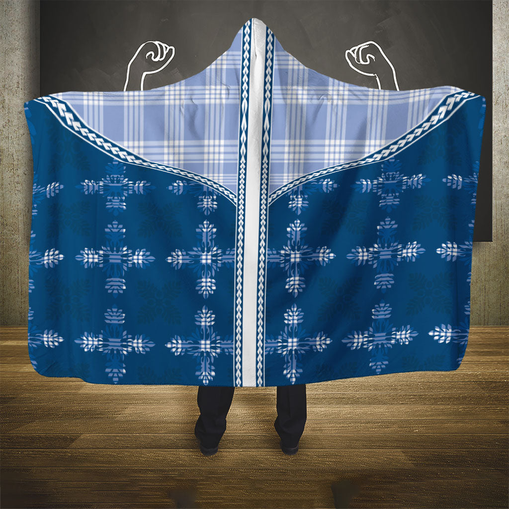 Blue Hawaii Paniolo Quilt Motif Hooded Blanket LT05 - Polynesian Pride