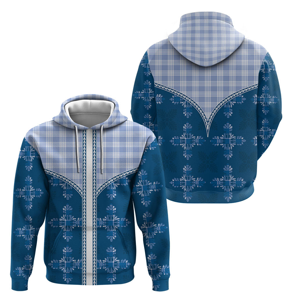 Blue Hawaii Paniolo Quilt Motif Hoodie LT05 - Polynesian Pride