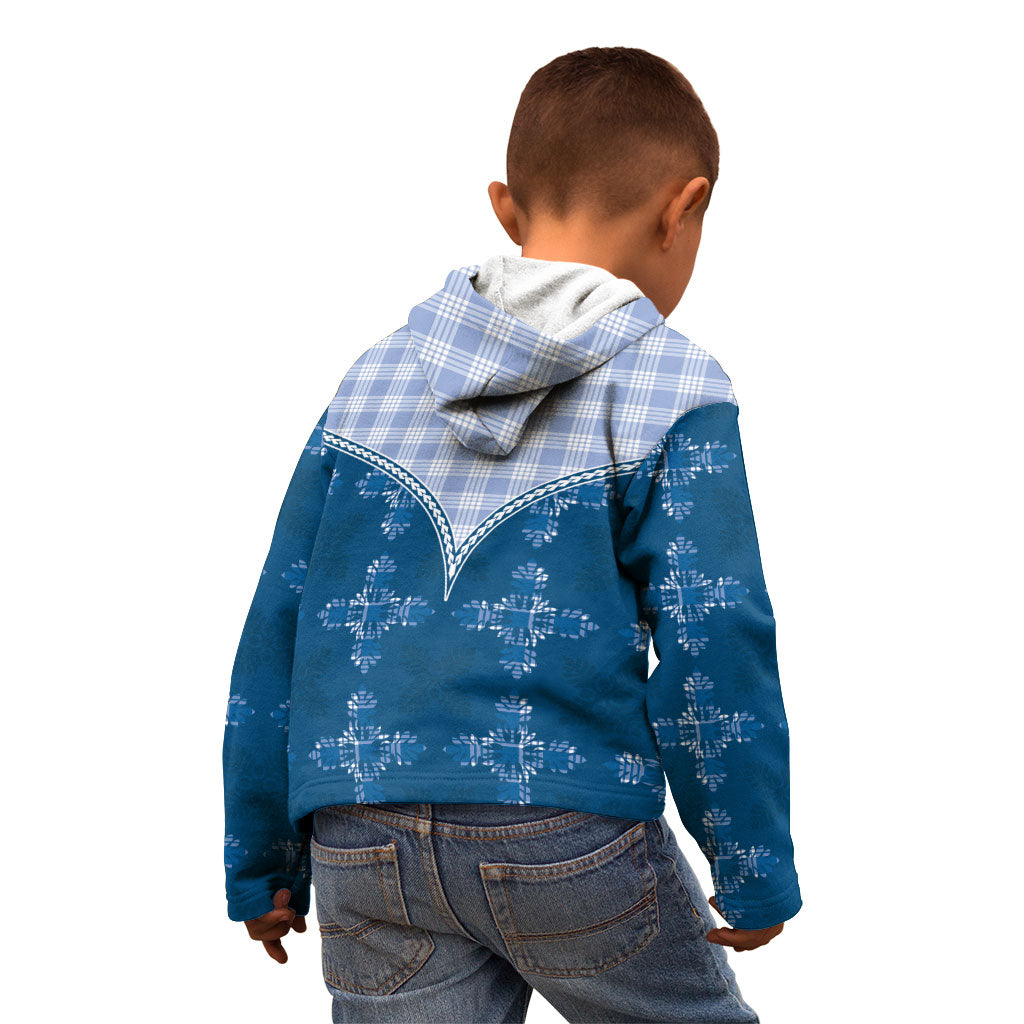 Blue Hawaii Paniolo Quilt Motif Kid Hoodie LT05 - Polynesian Pride