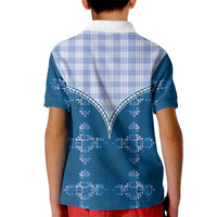 Blue Hawaii Paniolo Quilt Motif Kid Polo Shirt LT05 - Polynesian Pride
