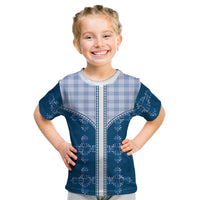 Blue Hawaii Paniolo Quilt Motif Kid T Shirt LT05 Blue - Polynesian Pride