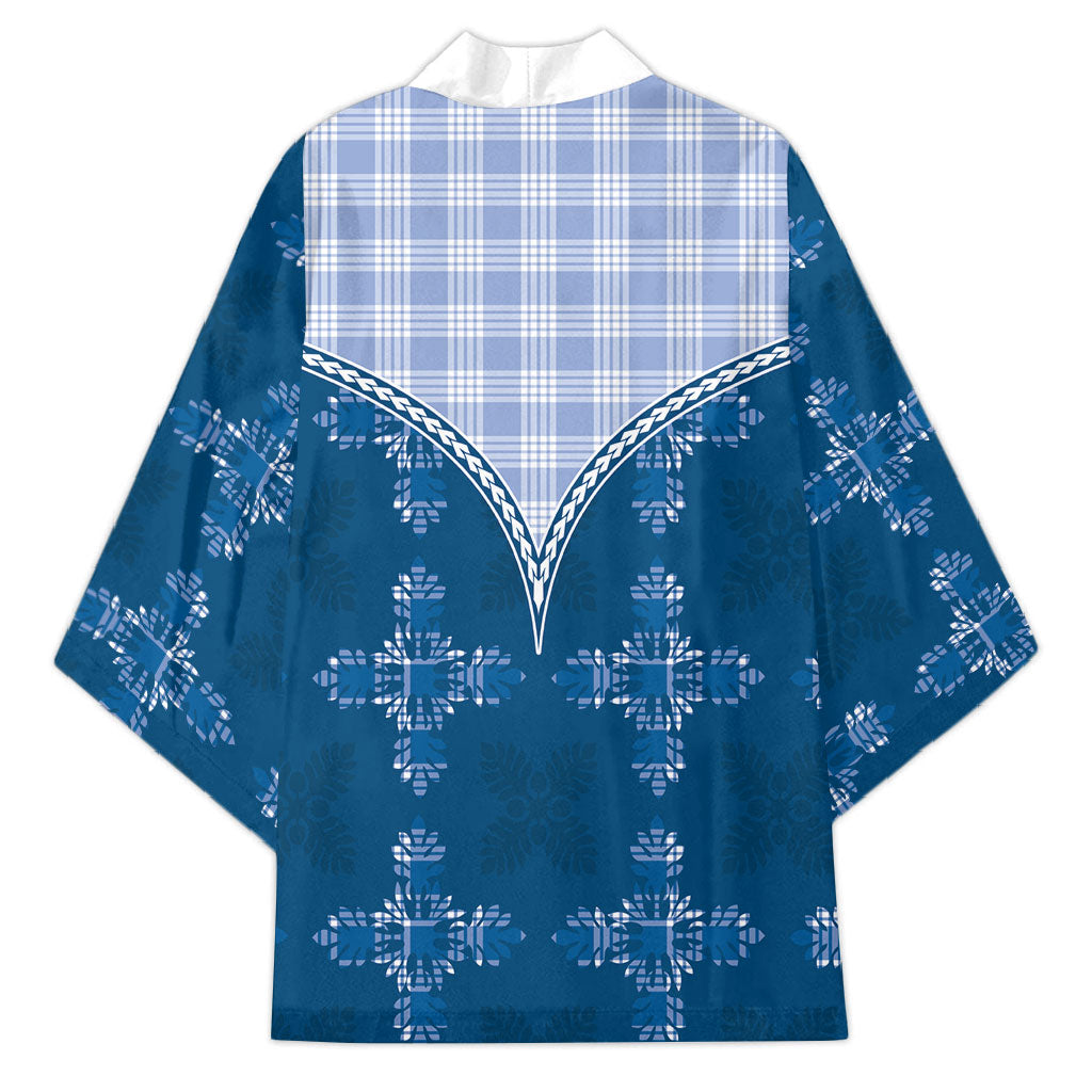 Blue Hawaii Paniolo Quilt Motif Kimono LT05 - Polynesian Pride