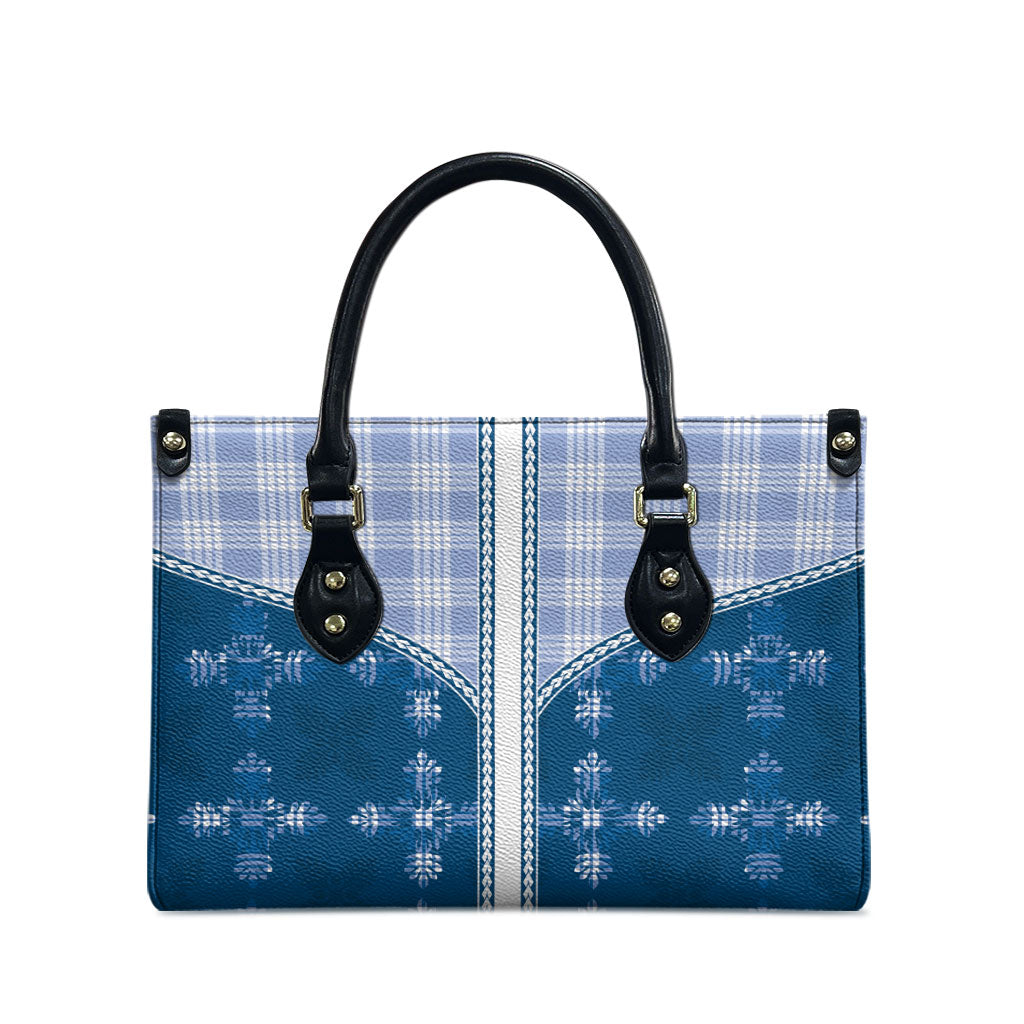 Blue Hawaii Paniolo Quilt Motif Leather Bag LT05 - Polynesian Pride