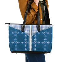 Blue Hawaii Paniolo Quilt Motif Leather Tote Bag LT05 - Polynesian Pride