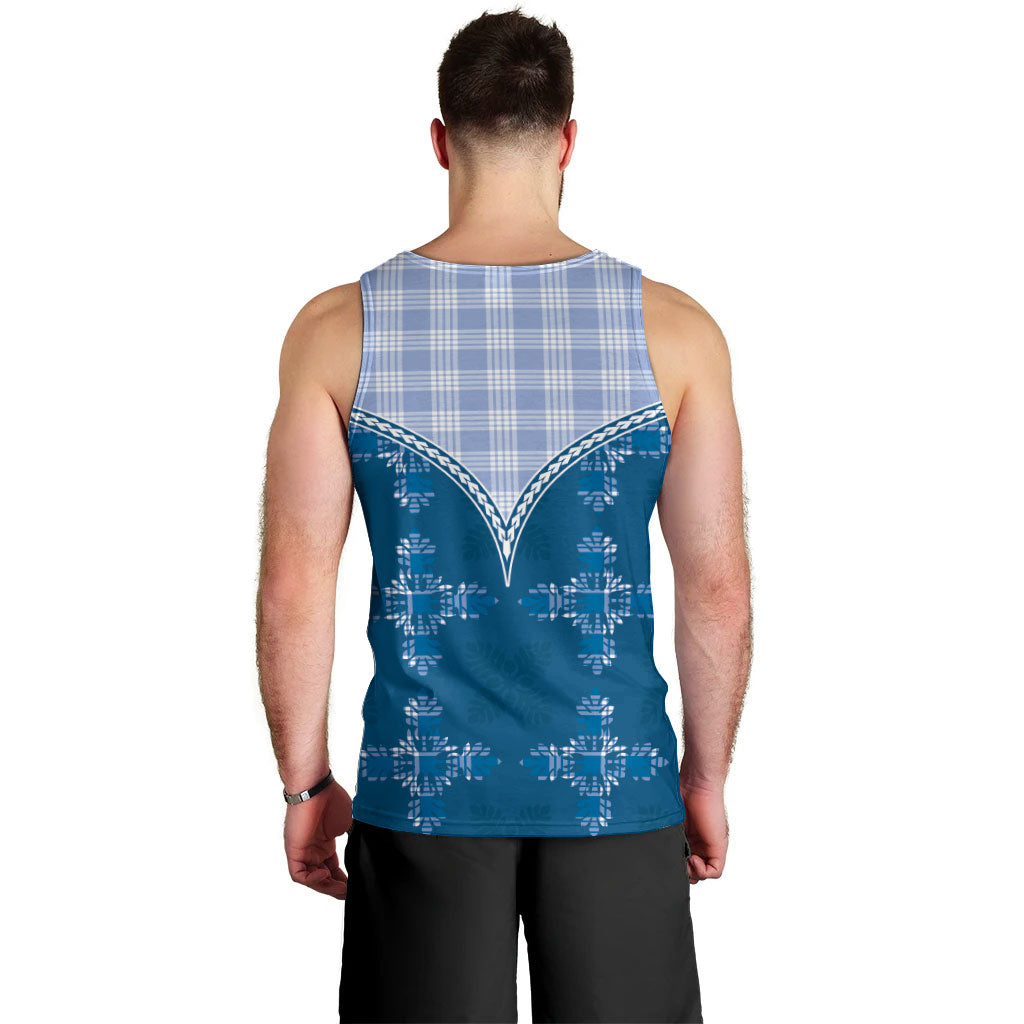 Blue Hawaii Paniolo Quilt Motif Men Tank Top LT05 - Polynesian Pride