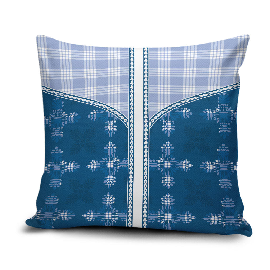 Blue Hawaii Paniolo Quilt Motif Pillow Cover LT05 Blue - Polynesian Pride