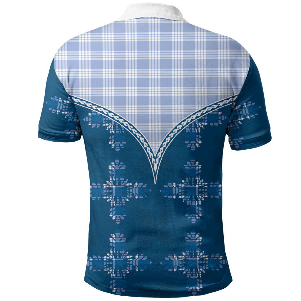 Blue Hawaii Paniolo Quilt Motif Polo Shirt LT05 - Polynesian Pride
