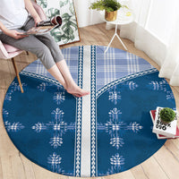 Blue Hawaii Paniolo Quilt Motif Round Carpet LT05 - Polynesian Pride