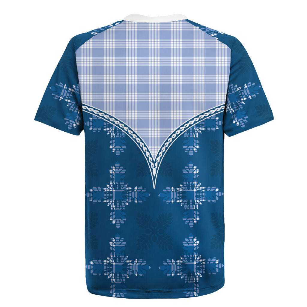 Blue Hawaii Paniolo Quilt Motif Rugby Jersey LT05 - Polynesian Pride