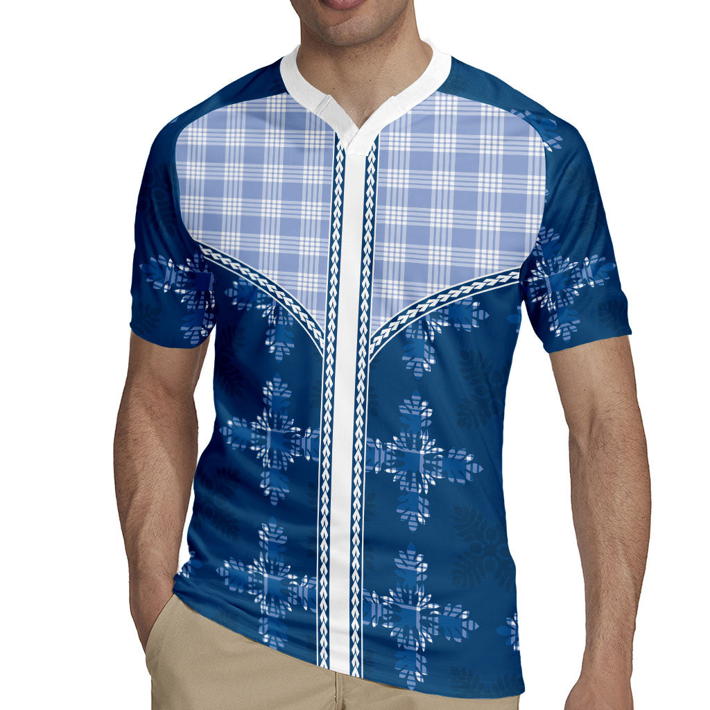 Blue Hawaii Paniolo Quilt Motif Rugby Jersey LT05 - Polynesian Pride