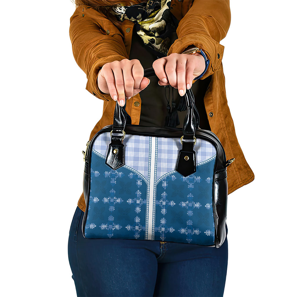 Blue Hawaii Paniolo Quilt Motif Shoulder Handbag LT05 One Size Blue - Polynesian Pride