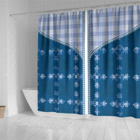 Blue Hawaii Paniolo Quilt Motif Shower Curtain LT05 - Polynesian Pride