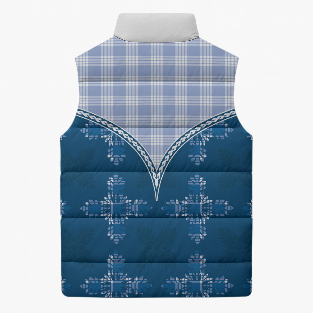 Blue Hawaii Paniolo Quilt Motif Sleeveless Puffer Jacket LT05 - Polynesian Pride