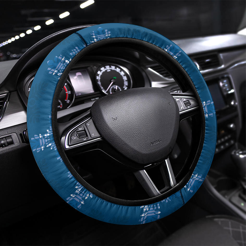 Blue Hawaii Paniolo Quilt Motif Steering Wheel Cover LT05 Universal Fit Blue - Polynesian Pride