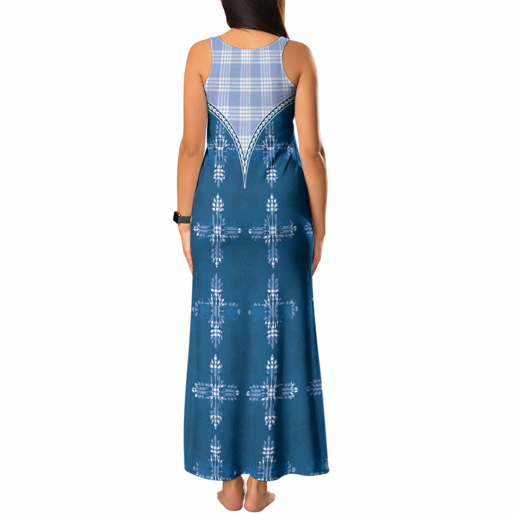 Blue Hawaii Paniolo Quilt Motif Tank Maxi Dress LT05 - Polynesian Pride