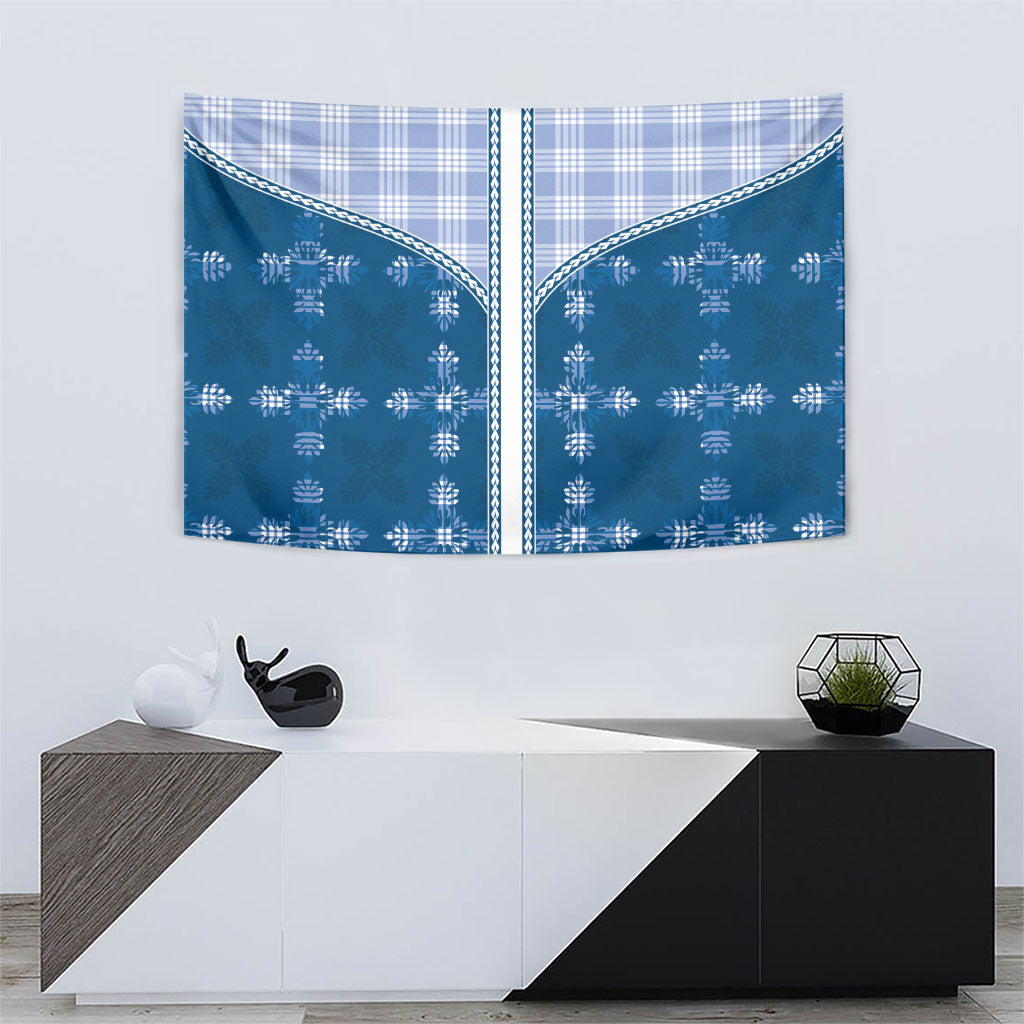 Blue Hawaii Paniolo Quilt Motif Tapestry LT05 - Polynesian Pride