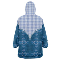 Blue Hawaii Paniolo Quilt Motif Wearable Blanket Hoodie LT05 - Polynesian Pride