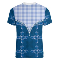 Blue Hawaii Paniolo Quilt Motif Women V-Neck T-Shirt LT05 - Polynesian Pride