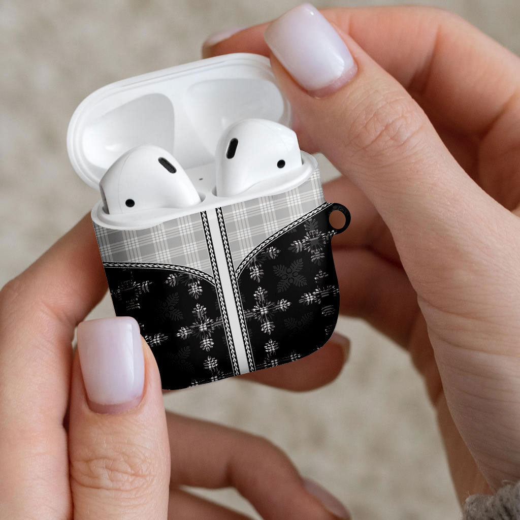 Black Hawaii Paniolo Quilt Motif AirPods Case LT05 - Polynesian Pride