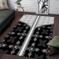 Black Hawaii Paniolo Quilt Motif Area Rug LT05 Black - Polynesian Pride