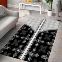 Black Hawaii Paniolo Quilt Motif Area Rug LT05 - Polynesian Pride