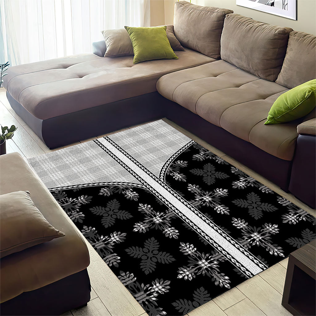 Black Hawaii Paniolo Quilt Motif Area Rug LT05 - Polynesian Pride
