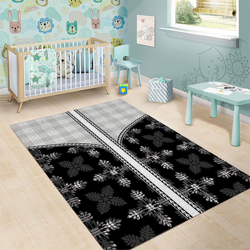 Black Hawaii Paniolo Quilt Motif Area Rug LT05 - Polynesian Pride