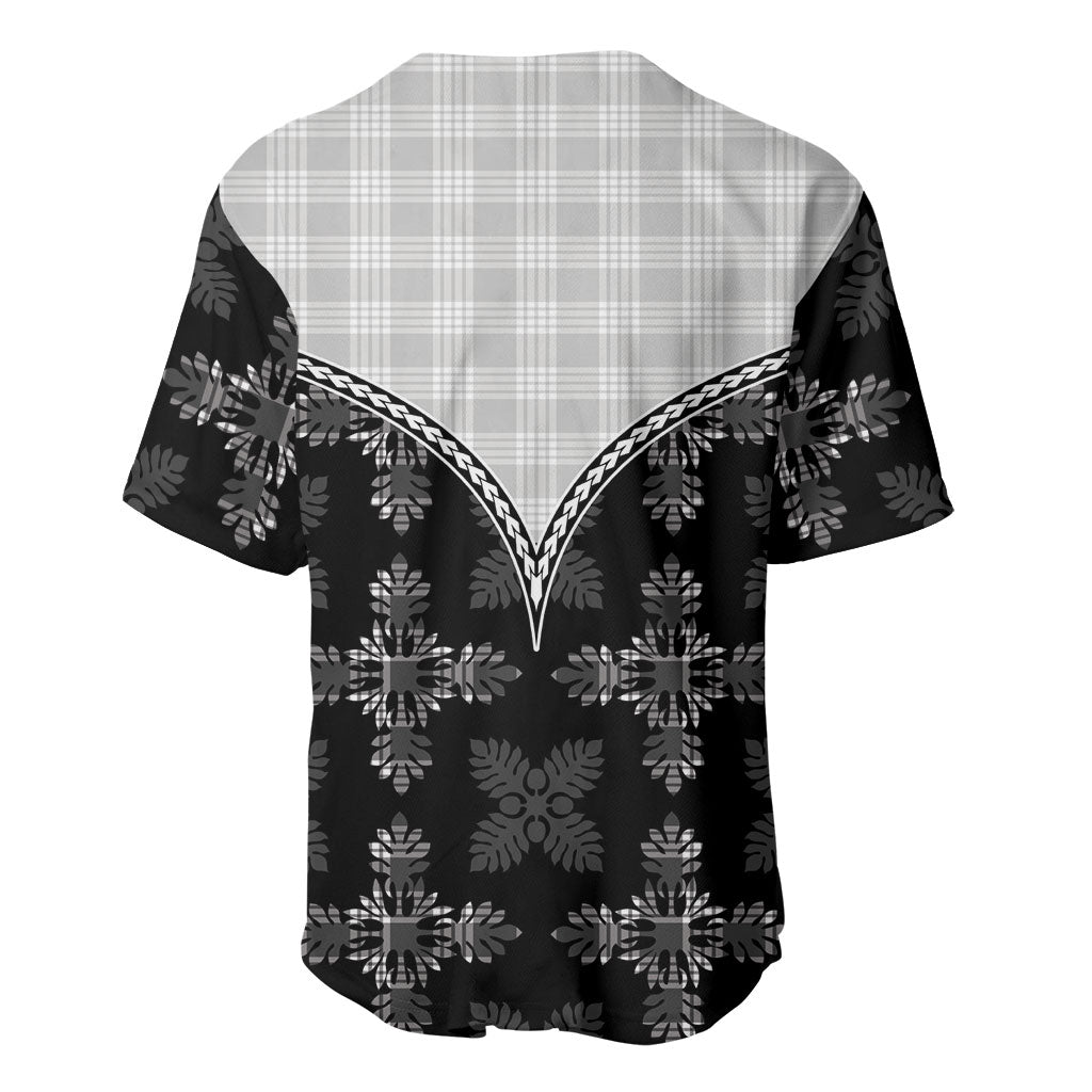 Black Hawaii Paniolo Quilt Motif Baseball Jersey LT05 - Polynesian Pride