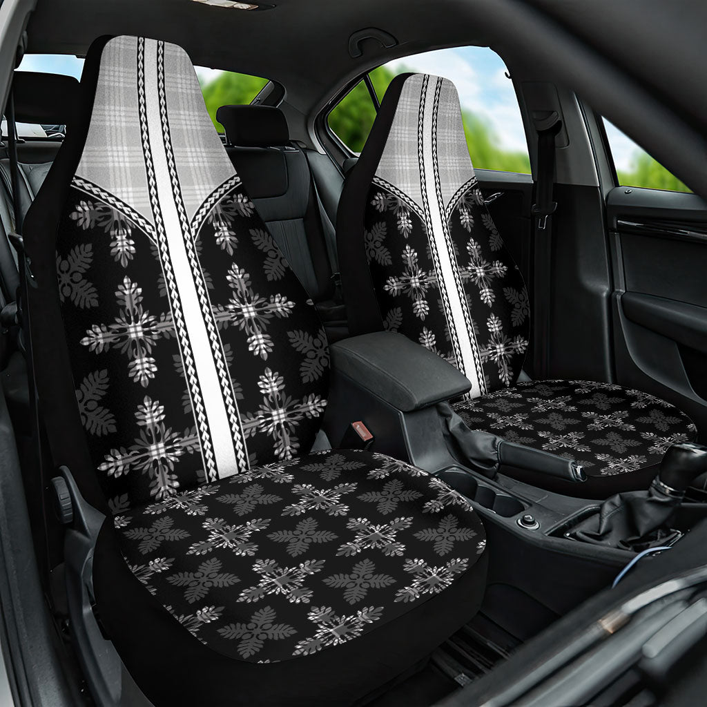 Black Hawaii Paniolo Quilt Motif Car Seat Cover LT05 One Size Black - Polynesian Pride