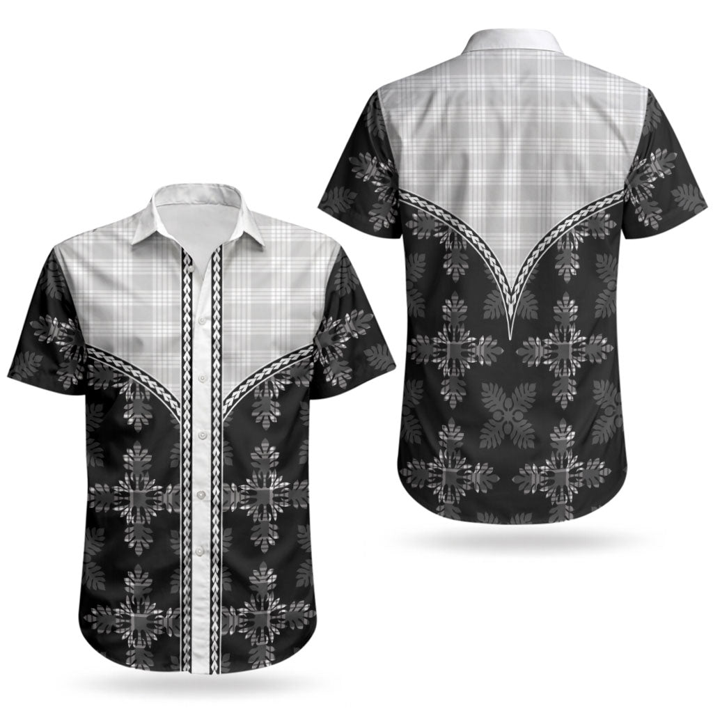 Black Hawaii Paniolo Quilt Motif Couples Matching Summer Maxi Dress and Hawaiian Shirt LT05 - Polynesian Pride