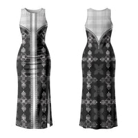 Black Hawaii Paniolo Quilt Motif Couples Matching Tank Maxi Dress and Hawaiian Shirt LT05 - Polynesian Pride