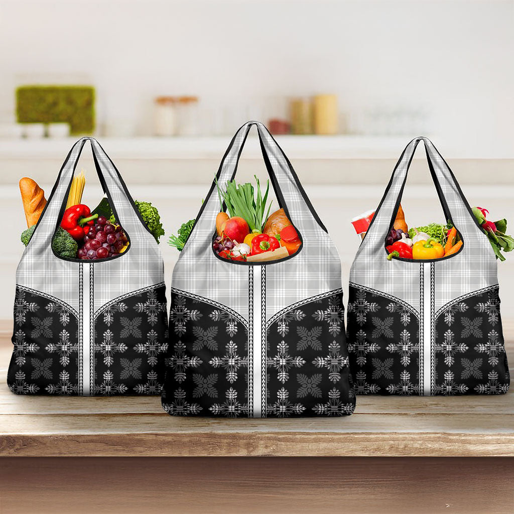 Black Hawaii Paniolo Quilt Motif Grocery Bag LT05 3-pack One Size Black - Polynesian Pride