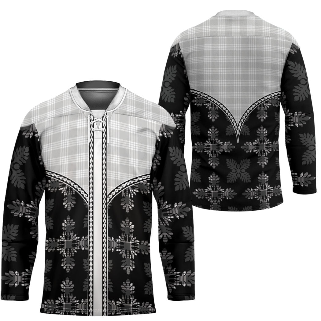 Black Hawaii Paniolo Quilt Motif Hockey Jersey LT05 - Polynesian Pride