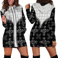 Black Hawaii Paniolo Quilt Motif Hoodie Dress LT05 - Polynesian Pride