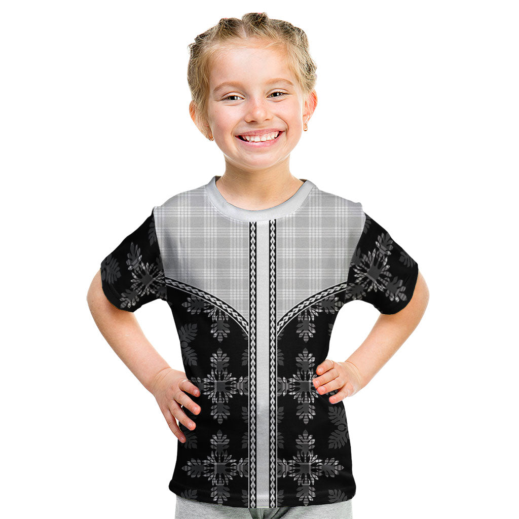 Black Hawaii Paniolo Quilt Motif Kid T Shirt LT05 Black - Polynesian Pride