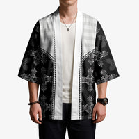Black Hawaii Paniolo Quilt Motif Kimono LT05 - Polynesian Pride