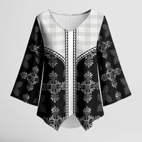 Black Hawaii Paniolo Quilt Motif Kimono Sleeve Blouse LT05 Female Black - Polynesian Pride