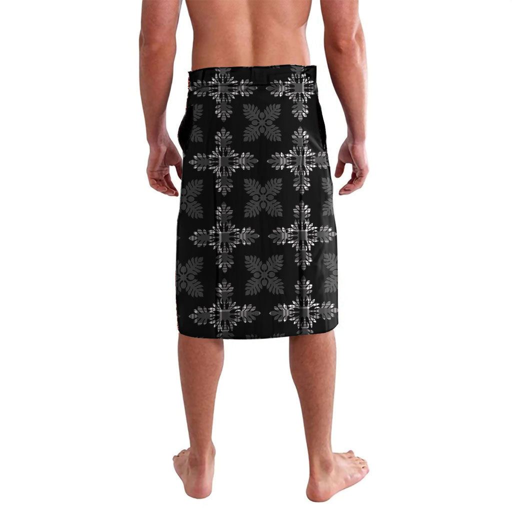 Black Hawaii Paniolo Quilt Motif Lavalava LT05 - Polynesian Pride