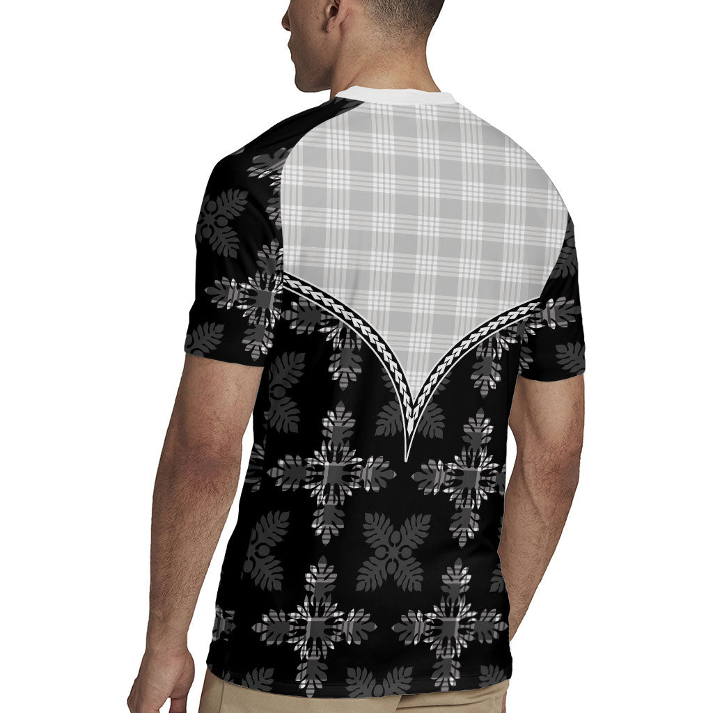 Black Hawaii Paniolo Quilt Motif Rugby Jersey LT05 - Polynesian Pride