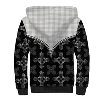 Black Hawaii Paniolo Quilt Motif Sherpa Hoodie LT05 - Polynesian Pride