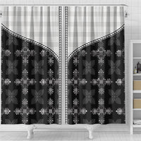 Black Hawaii Paniolo Quilt Motif Shower Curtain LT05 - Polynesian Pride