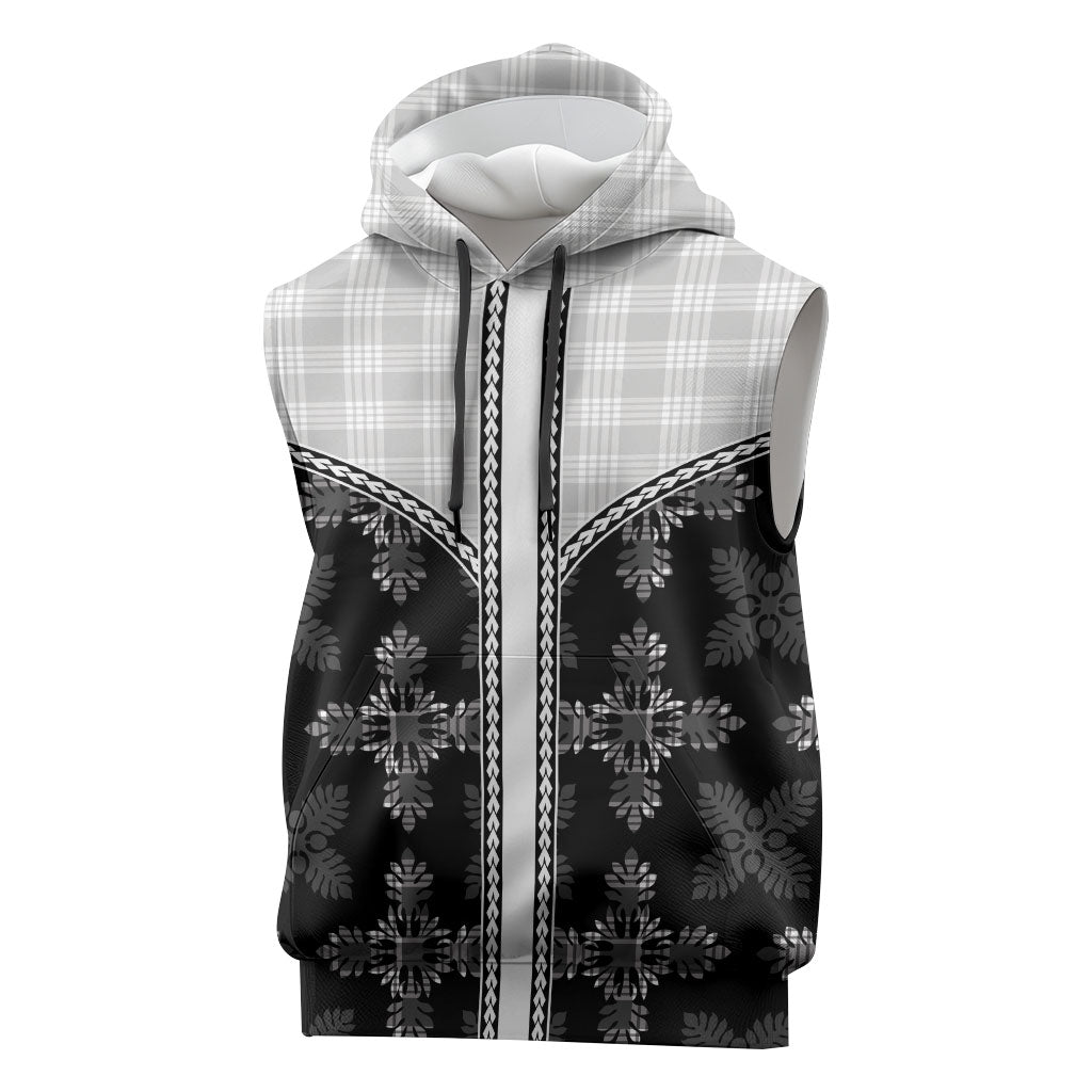 Black Hawaii Paniolo Quilt Motif Sleeveless Hoodie LT05 Black - Polynesian Pride