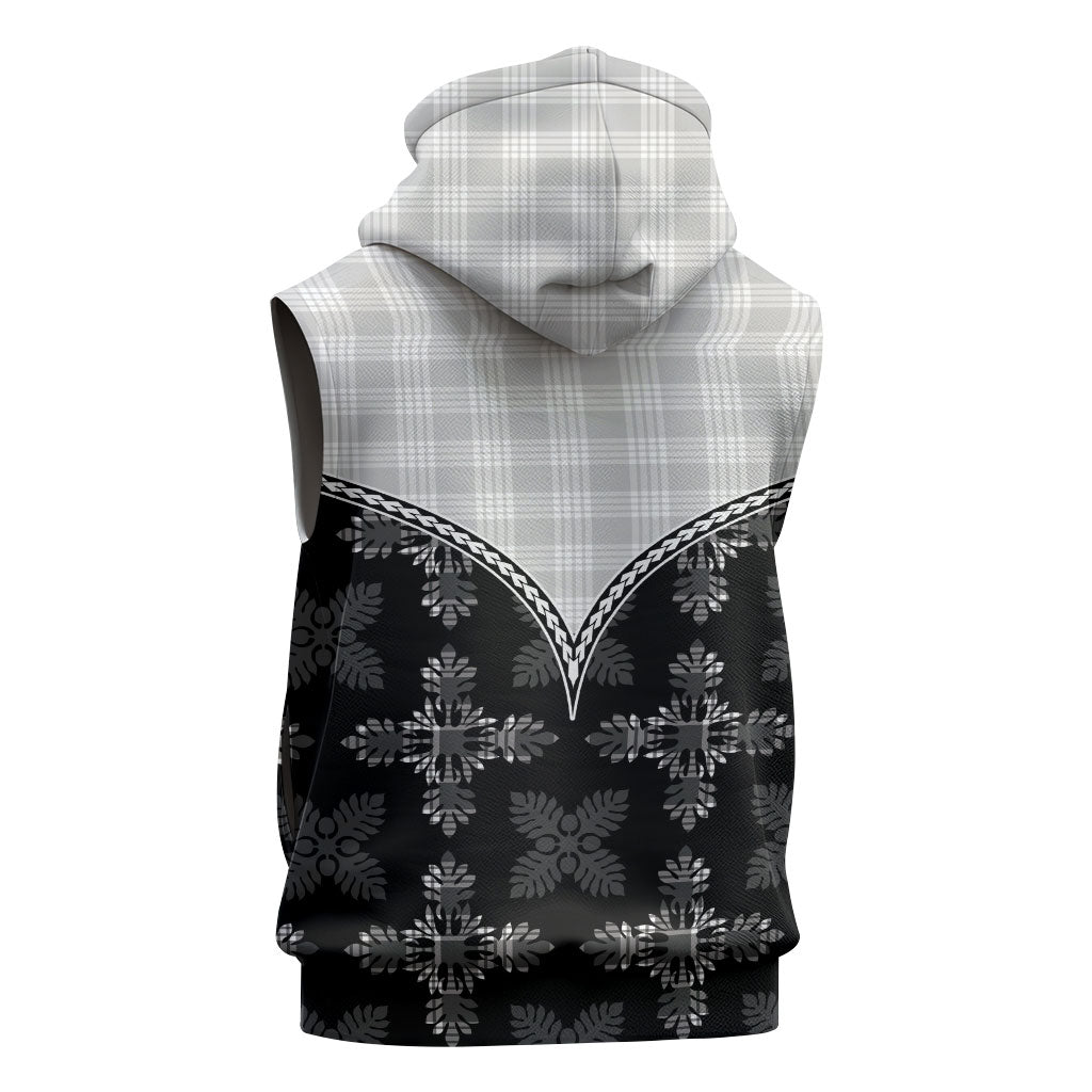 Black Hawaii Paniolo Quilt Motif Sleeveless Hoodie LT05 - Polynesian Pride