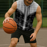 Black Hawaii Paniolo Quilt Motif Sleeveless Hoodie LT05 - Polynesian Pride