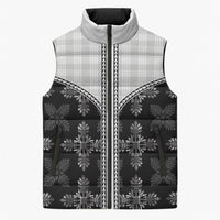 Black Hawaii Paniolo Quilt Motif Sleeveless Puffer Jacket LT05 Unisex Black - Polynesian Pride