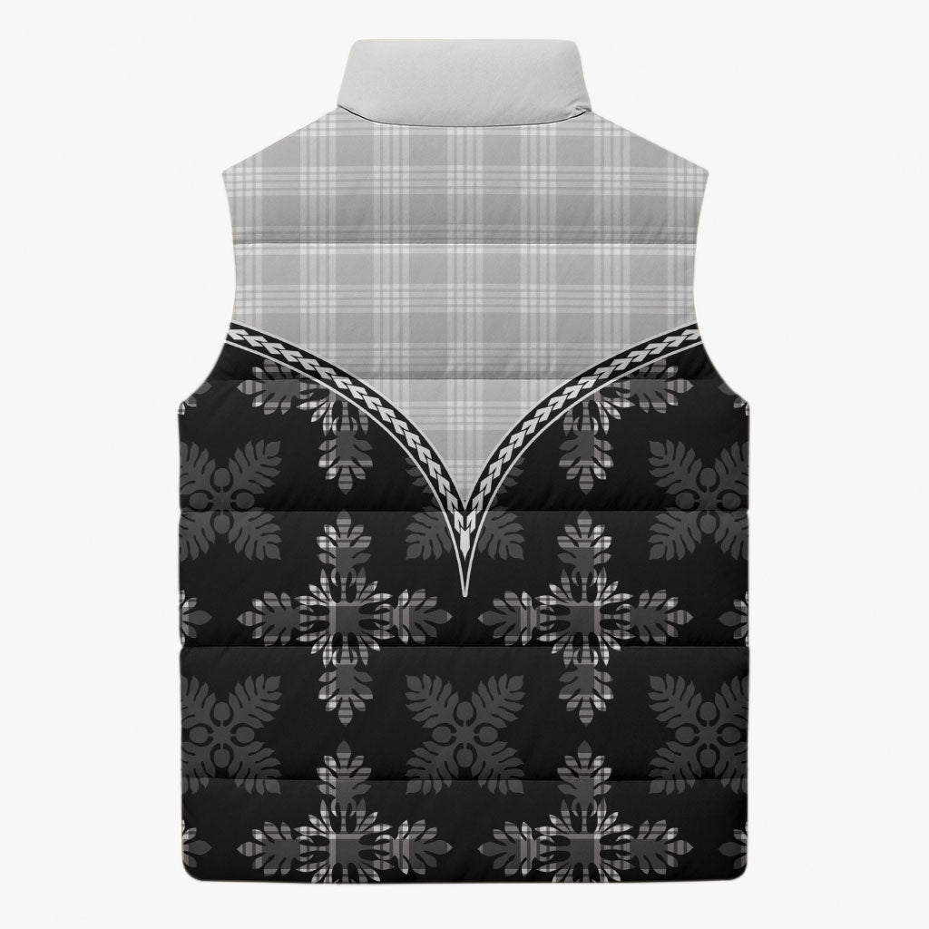 Black Hawaii Paniolo Quilt Motif Sleeveless Puffer Jacket LT05 - Polynesian Pride