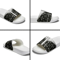 Black Hawaii Paniolo Quilt Motif Slide Sandals LT05 - Polynesian Pride